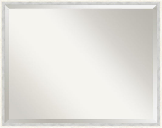 Amanti Art White Bathroom Mirror for Over Sink, 23x29 Paige White Silver Rectangle Vanity Mirror, Large Modern Contemporary Wood Frame, Hangs Horizonally and Vertically, Bathroom Wall Decor, Beveled