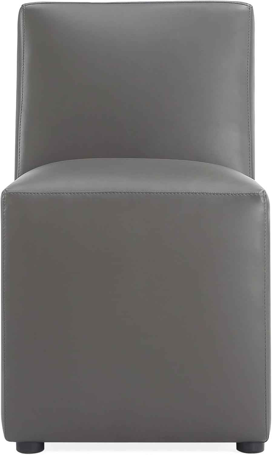 Manhattan Comfort Anna Square Modern Dining Chair with Head to Toe Faux Leather Upholstery and Plastic Foot Padding, Luxury Accent Furniture, Set of 1, Pewter