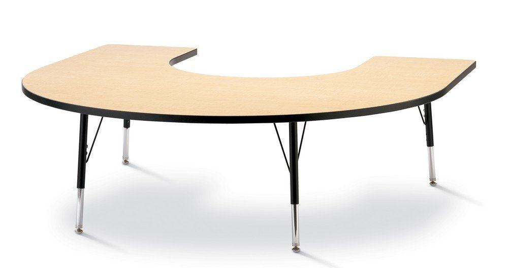 Jonti-Craft Berries 6445JCA011 Horseshoe Activity Table, A-Height (24"-31" Adjustable Height), 66" x 60", Maple/Black/Black