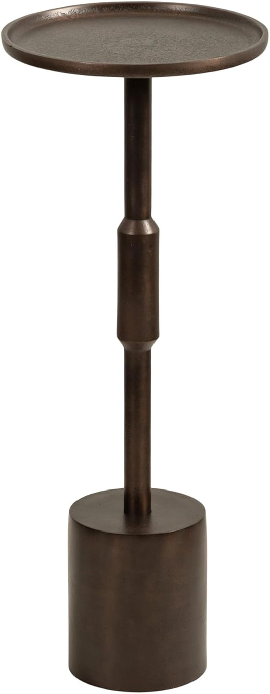 Kate and Laurel Truxton Modern Round Metal Drink Table, 9 x 9 x 22, Bronze, Transitional Cast Aluminum Pedestal Table for Use as Indoor Plant Stand or Living Room Decor