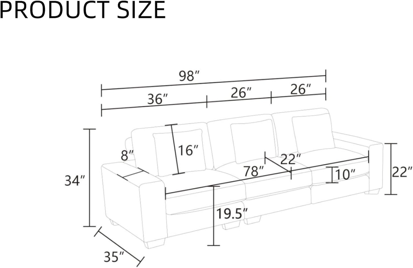Sectional Couches for Living Room, Stylish Sectional Loveseat Sofa with Deep Seats, Living Room Furniture Home Sofa for Small Space, Warm Gray