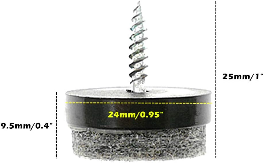 ALIMITOPIA 40pcs Screw-on Furniture Felt Pad Chair Glide Slider Hardwood Floor Protector for Wooden Leg Feet of Chair Table Furniture(Φ24mm or 0.95";Black)