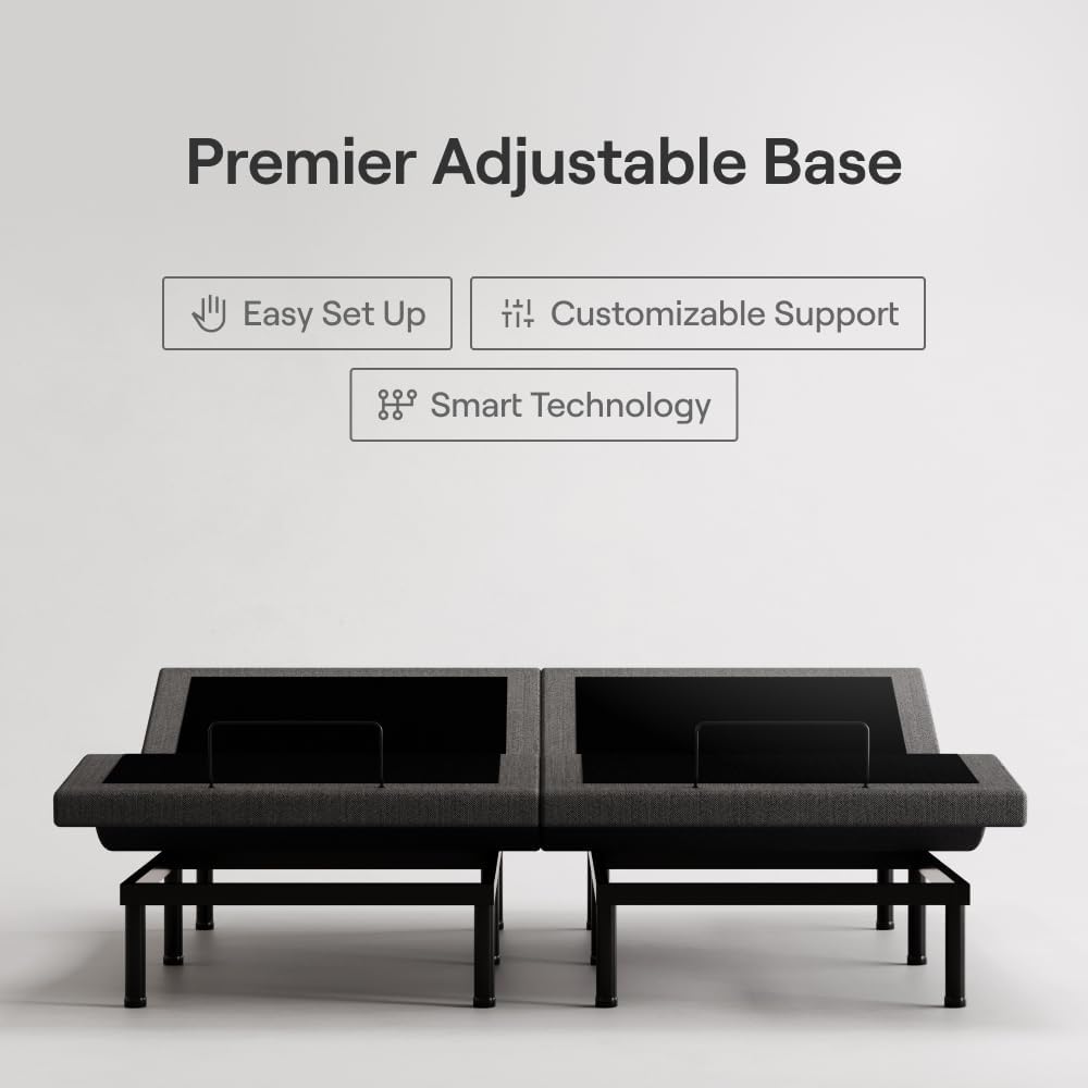 Nectar Split King Adjustable Base & 12” Mattress (New Version) - Head & Foot Incline - Medium Firm Memory Foam - Cooling Top Layer - 3 Massage Settings - 365-Night Mattress Trial & Forever Warranty
