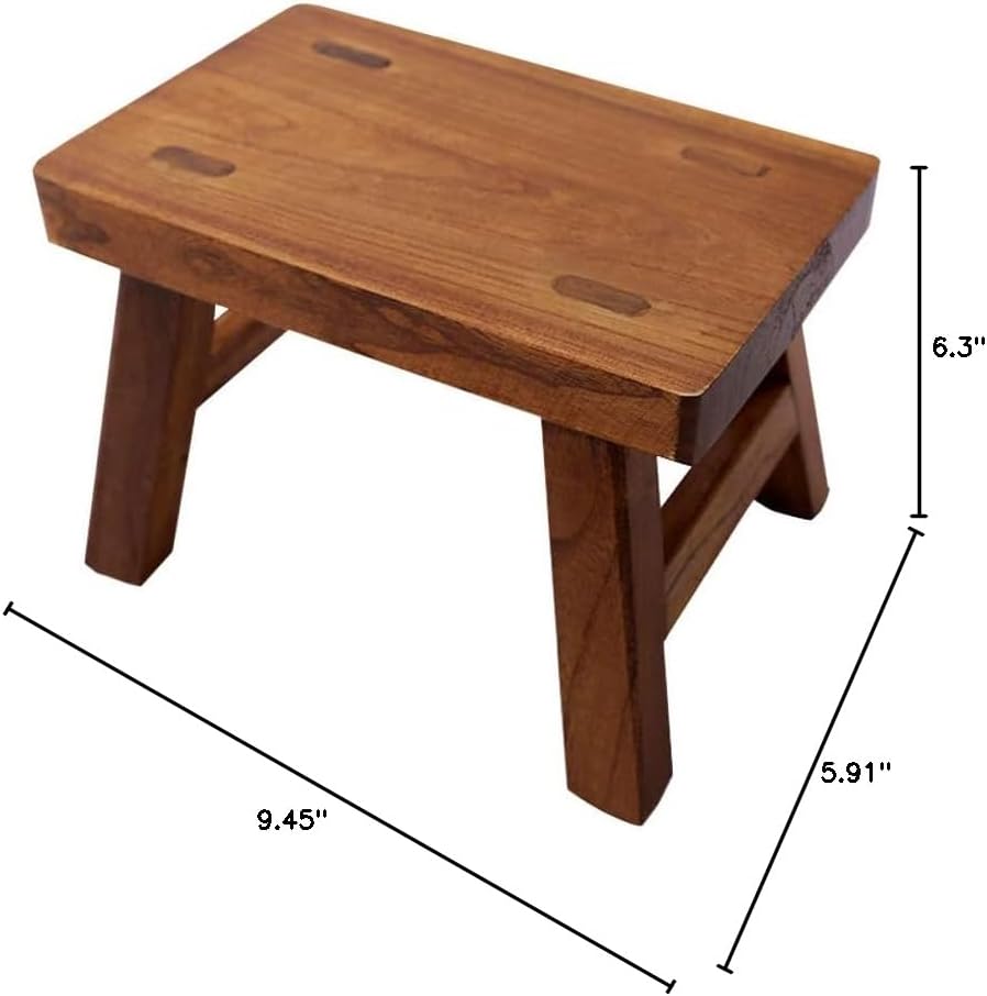 Solid Wood Tiny Step Stool for Kids Change Shoes Foot Stool Plant Stand Waterproof 6 inch