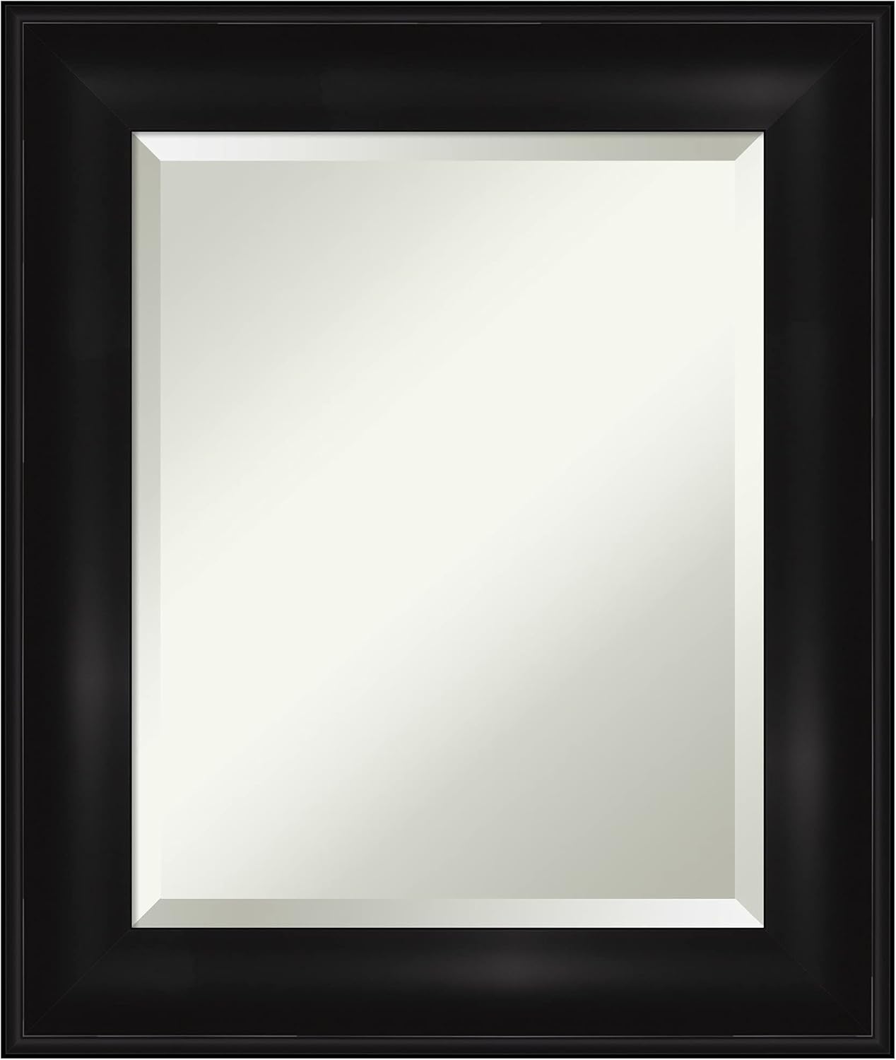 Amanti Art Black Bathroom Mirror for Over Sink, 26x22 Grand Black Rectangle Vanity Mirror, Small Casual Frame, Hangs Horizonally and Vertically, Bathroom Wall Decor, Beveled Edge
