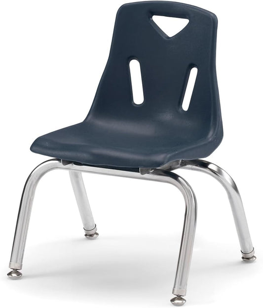 Jonti-Craft Berries 8140JC1112 Stacking Chair with Chrome-Plated Legs, 10" Height, Navy
