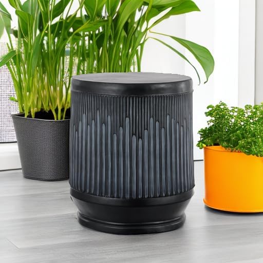 JONATHAN Y TBL1103C Kline 17.5" Mid-Century Modern Brutalist Indoor/Outdoor Accent Table Art Deco, Minimalist, Contemporary, Patio, Garden, Bathroom, Living Room, Wash Black