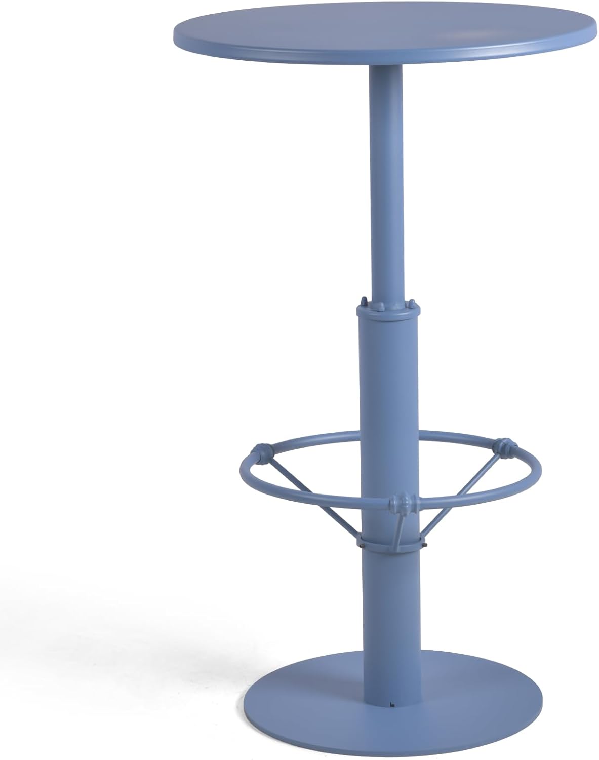 42" Tall Modern Industrial Bar Table-23.6" Dia Round Metal Top Bar Height Adjustable Standing Pub Table-Dining Room Bistro Table-Cocktail Table (Pigeon Blue)