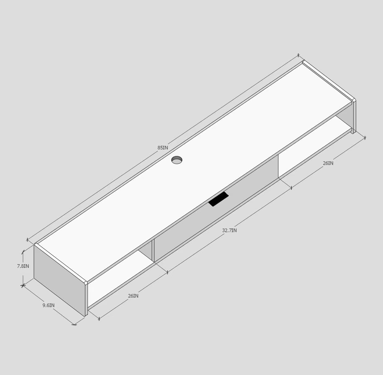 86'' Floating TV Stand,Wall Mounted TV Console,Floating TV Cabinet,Under TV Shelf for Bedroom Living Room(White)