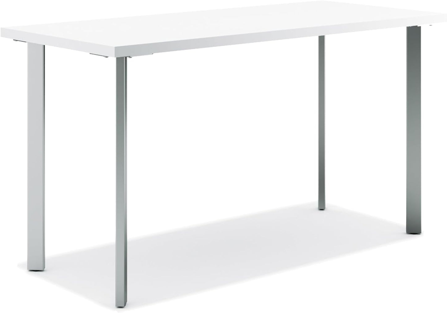 HON Coze Home Office Desks, Sturdy Table Computer Desk, 48", White Top, Silver Base
