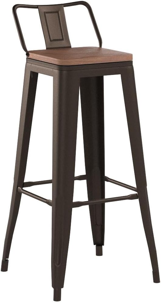 30 Inch Swivel Bar Stools Set of 4 with Backs Counter Height Industrial Metal Barstools Island Bar Chairs for Home Kitchen Dining Room (Swivel 30 inch,Rusty Wooden)