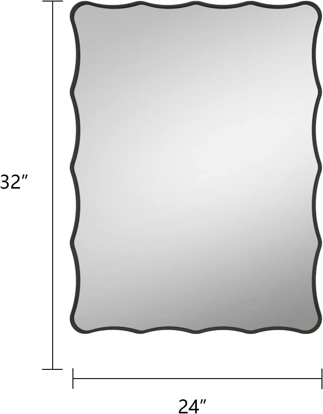 24x32 Black Bathroom Mirror for Wall, Rectangle Framed Mirror for Bathroom, Decorative Wall Mirror with Wavy Frame, Anti-Rust(Horizontal/Vertical)
