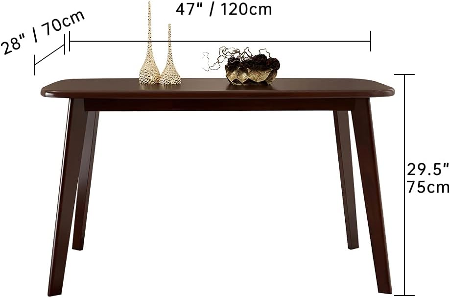 WoodShine Mid Century Modern Real Solid Wood Dining Table,Working Desk,Walnut,47inch