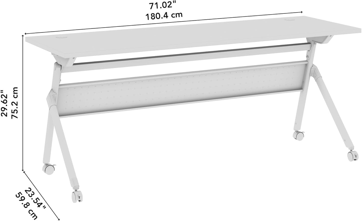 Bush Business Furniture Folding Training Table, 72 inch Desk, Commercial-Grade Bundle for Office or Classroom, Envision Collection, White