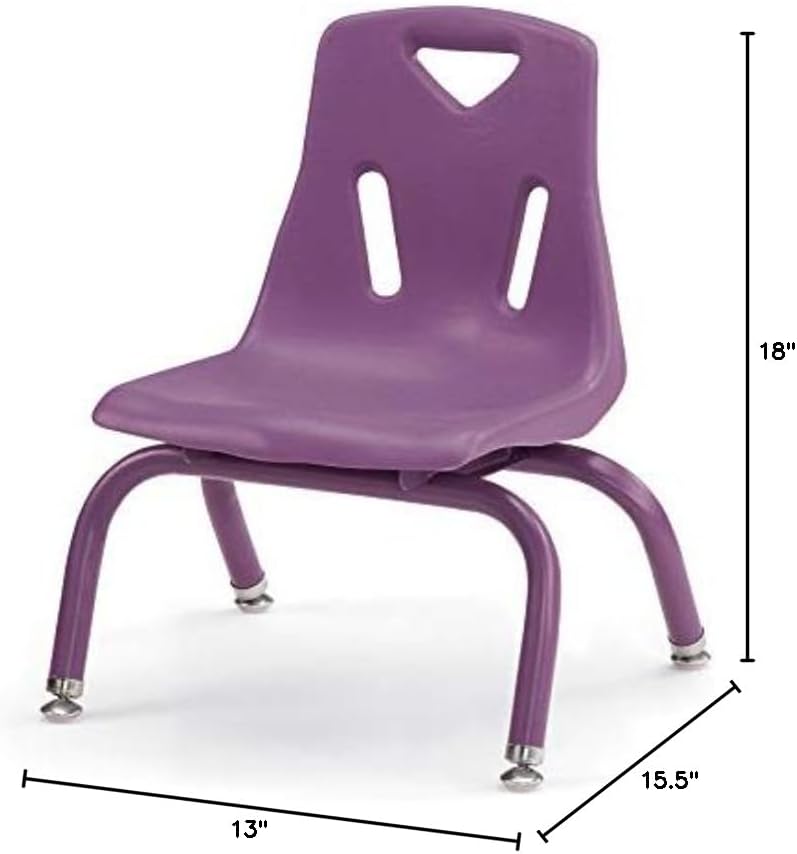 Berries Jonti-Craft 8118JC6004 Stacking Chairs with Powder-Coated Legs, 8" Height, Purple, Pack of 6