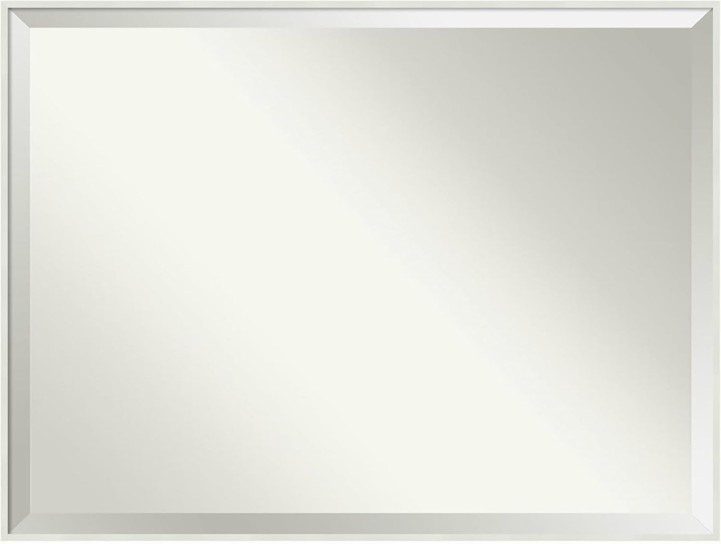 Amanti Art White Bathroom Mirror for Over Sink, 31x41 Lucie White Rectangle Vanity Mirror, X-Large Modern Wood Frame, Hangs Horizonally and Vertically, Bathroom Wall Decor, Beveled Edge from WI, USA