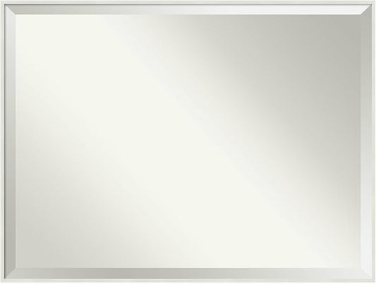 Amanti Art White Bathroom Mirror for Over Sink, 31x41 Lucie White Rectangle Vanity Mirror, X-Large Modern Wood Frame, Hangs Horizonally and Vertically, Bathroom Wall Decor, Beveled Edge from WI, USA