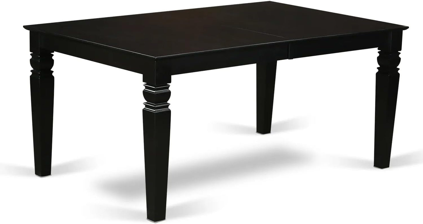 East West Furniture LGAS7-BLK-12 7 Piece Dinner Table Set Contain A Dining Table and 6 Dark Gray Polyester Fabric Person Chairs with Stylish Back- Black Finish