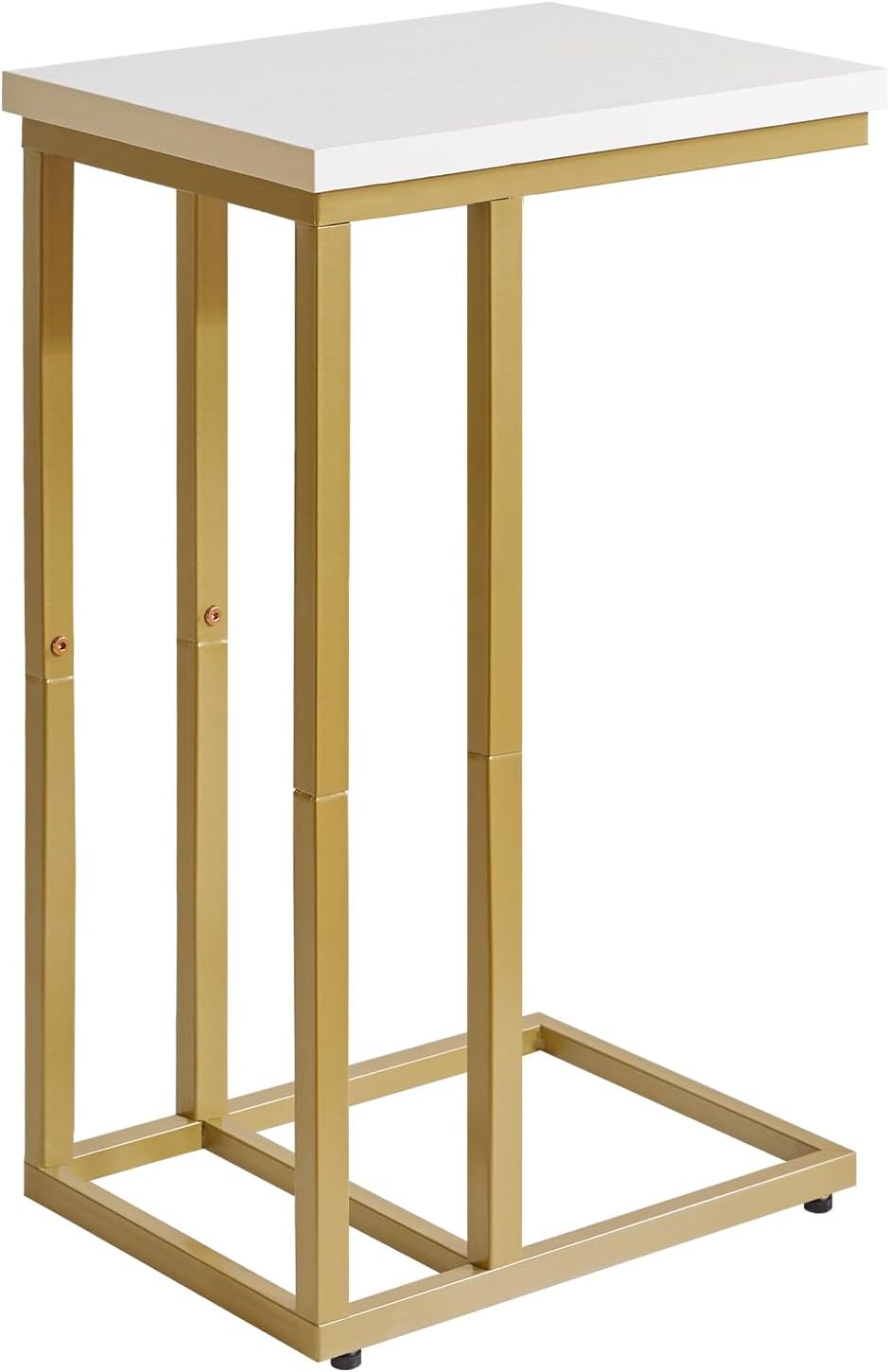Small Side Tables C Shaped, End Table, Small Table Stand for Living Room Bedroom, Little Bedside Table 16x12x25 inch White+Gold YD-TM051WG