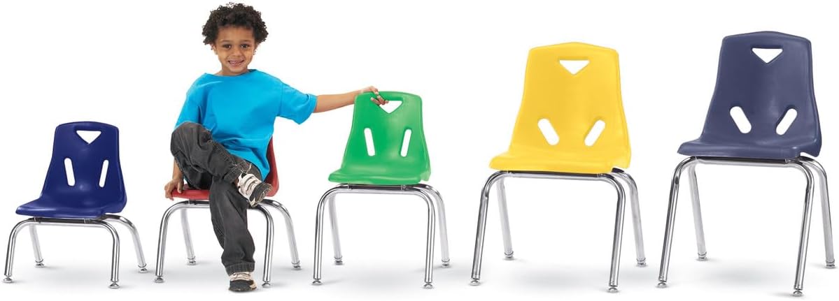Jonti-Craft Berries 8144JC1003 Stacking Chair with Chrome-Plated Legs, 14" Height, Blue