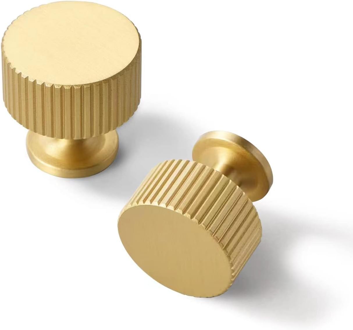 Brushed Gold Kitchen Cabinet Knob - Solid Brass Dresser Drawer Knob 6 Pack, Brass Handles for Bathroom Bedroom Closet Wardrobe,Furniture Hardware pulls