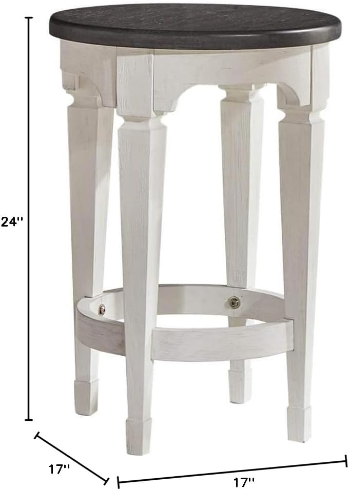 Liberty Furniture Industries Allyson Park Console Stool, White/Charcoal