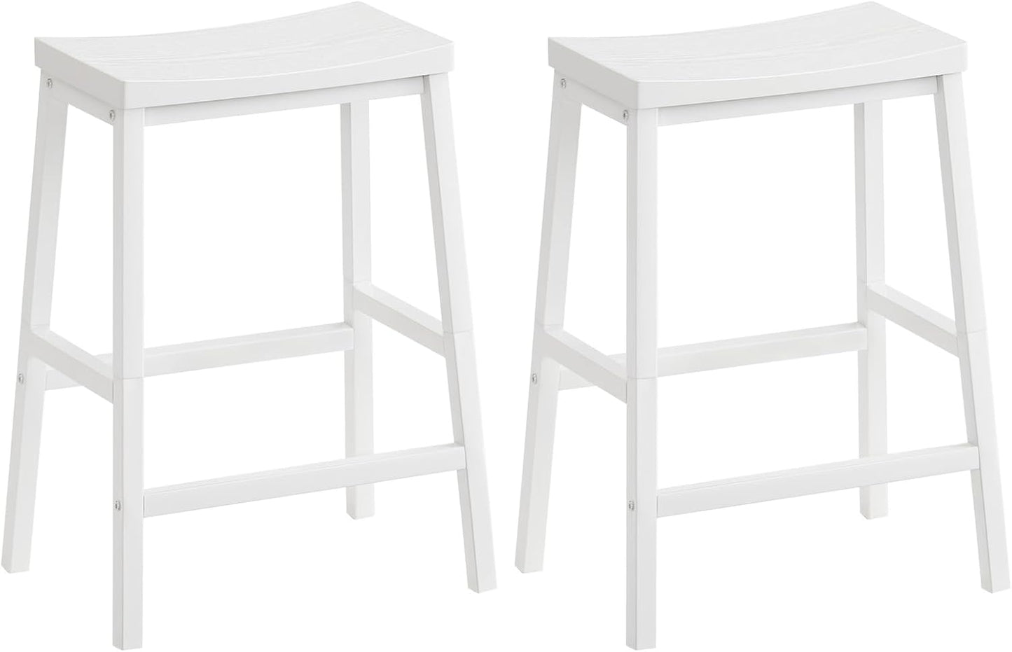HOOBRO Bar Stools, Set of 2 Bar Chairs, 23.6 Inch Saddle Stools, Kitchen Counter Seat with Footrests, Industrial Barstools for Dining Room, Kitchen, Counter, Bar, White WW02MD01