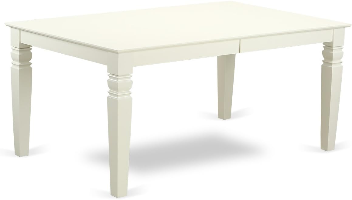 East West Furniture LGCL5-LWH-C 5 Piece Kitchen Table & Chairs Set Includes a Rectangle Dining Table with Butterfly Leaf and 4 Linen Fabric Dining Room Chairs, 42x84 Inch, Linen White