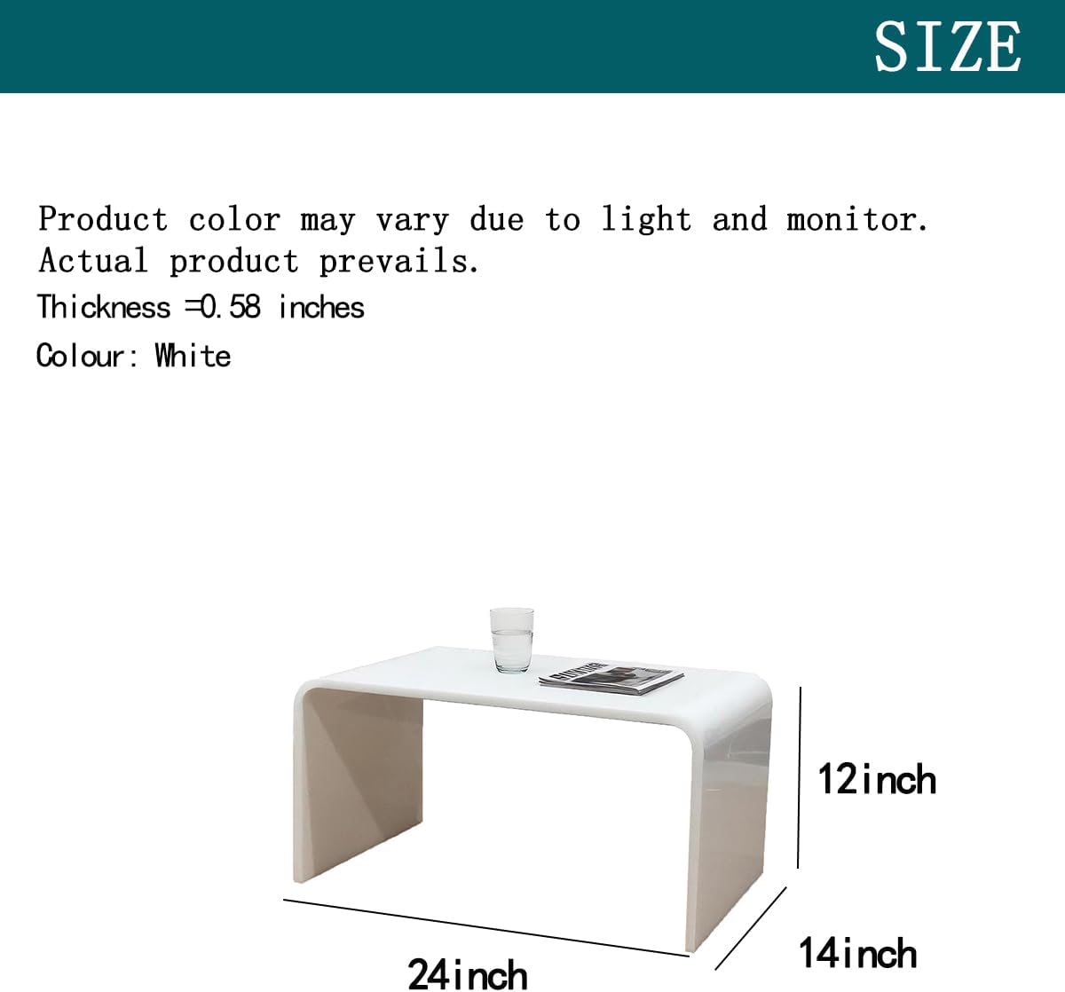 Acrylic 24" Desk-Multipurpose Modern Furniture for Use as Lap desks,Side/End Table in Living Rooms, Bedrooms and Offices,14" D x 24" W x 12" H (White)