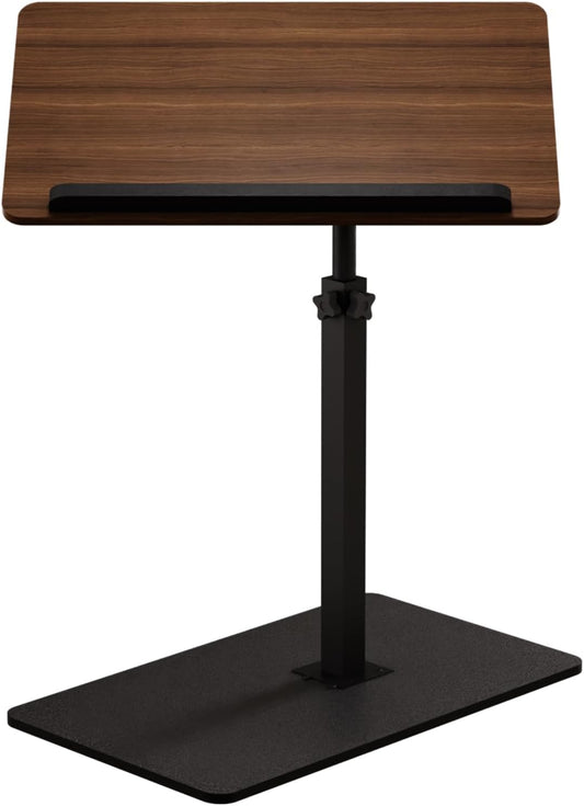 C Shaped End Table,20" W x 14" L,17"-31" Adjustable Height,Swivel and Turnable Desktop,Foldable Side Table for Small Spaces,Black Walnut (Black Walnut, 19.7" x 13.8")