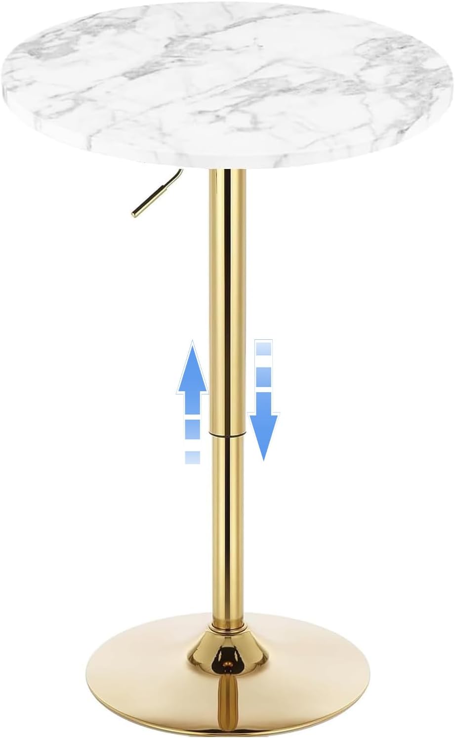 Gold Cocktail Tables Round Bar Table Height Adjustable 27.9''-35.4'' Pub Table with Metal Base Modern Style for Kitchen, Bar, Office & Dining Room Sturdy & Stylish