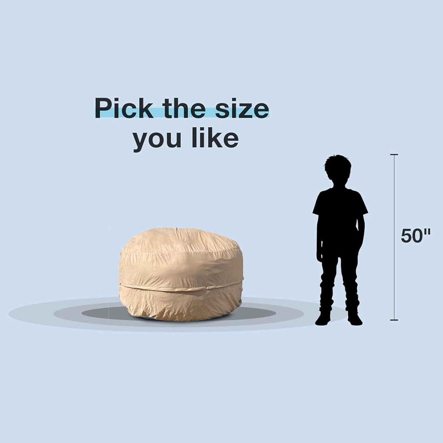 BCU Big Bean Bag Cover Inner Lining for Filler Beanbag Beans Storage Reusable Washable, 6FT