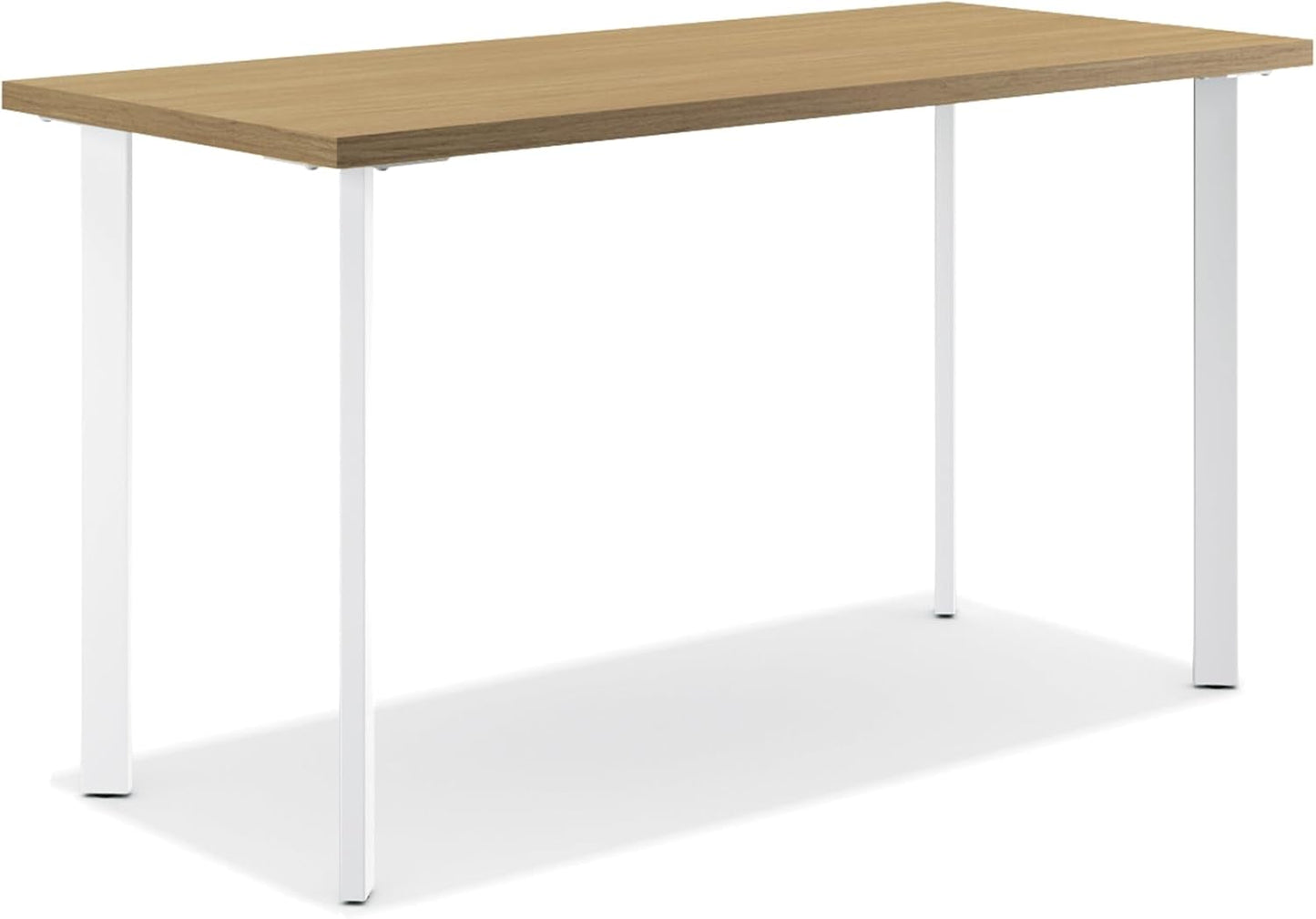 HON Coze Home Office Desks, Sturdy Table Computer Desk, 54", Natural Recon Top, White Base