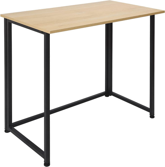 Leopard Folding Computer Desk for Small Spaces, Space-Saving Home Office Desk, Foldable Computer Table, Laptop Table, Writing Desk, Compact Study Reading Table (Black/Nordic Walnut)