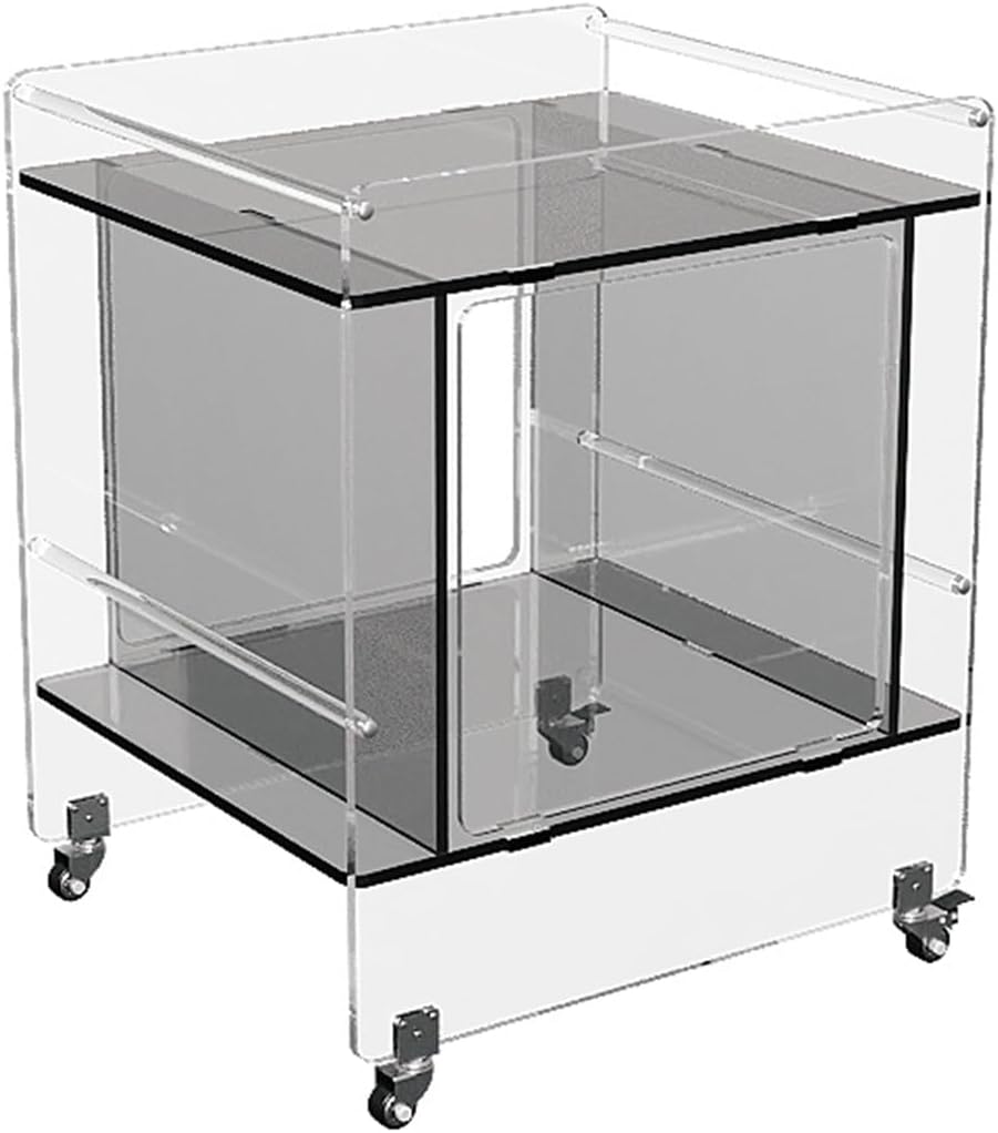 Transparent Acrylic Mobile Side Table with Wheels - Multifunctional Storage & Stylish Home Decor (Grey)