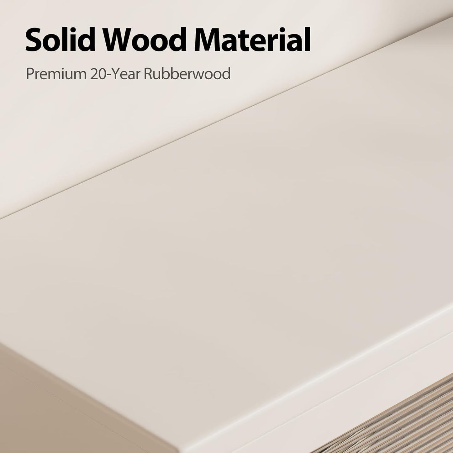 Solid Wood Storage Cabinet with Glass Doors, 3 Shelf Small Storage Cabinet, Mid Century Modern Bookcase, Kitchen Pantry Cabinet (White, 31.5" W)