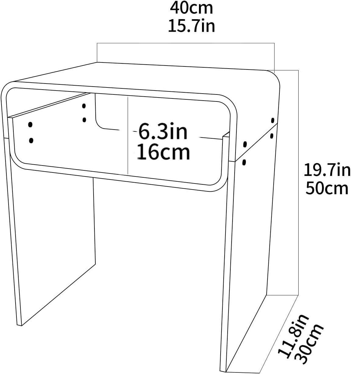 Clear Acrylic End Table 2-Tier Bedside nightstand for Living Room Bedroom Home Decor (Clear)