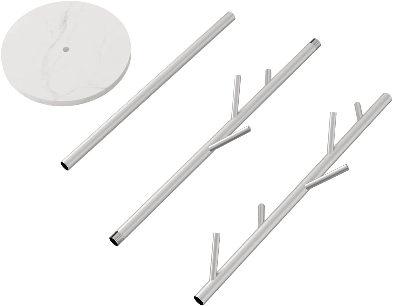 Silver Coat Racks, Metal Coat Rack Freestanding with Hooks, Entryway Coat Rack Stand, Coat Racks with Marble Base, Coat Tree for Hanging Clothes, Hats, Bags