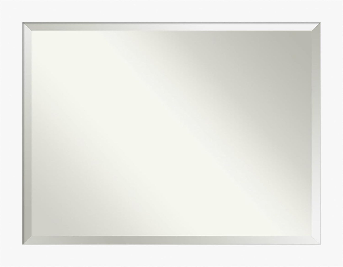 Amanti Art White Bathroom Mirror for Over Sink, 36x46 Basic White Rectangle Vanity Mirror, X-Large Casual Wood Frame, Hangs Horizonally and Vertically, Bathroom Wall Decor, Beveled Edge from WI, USA