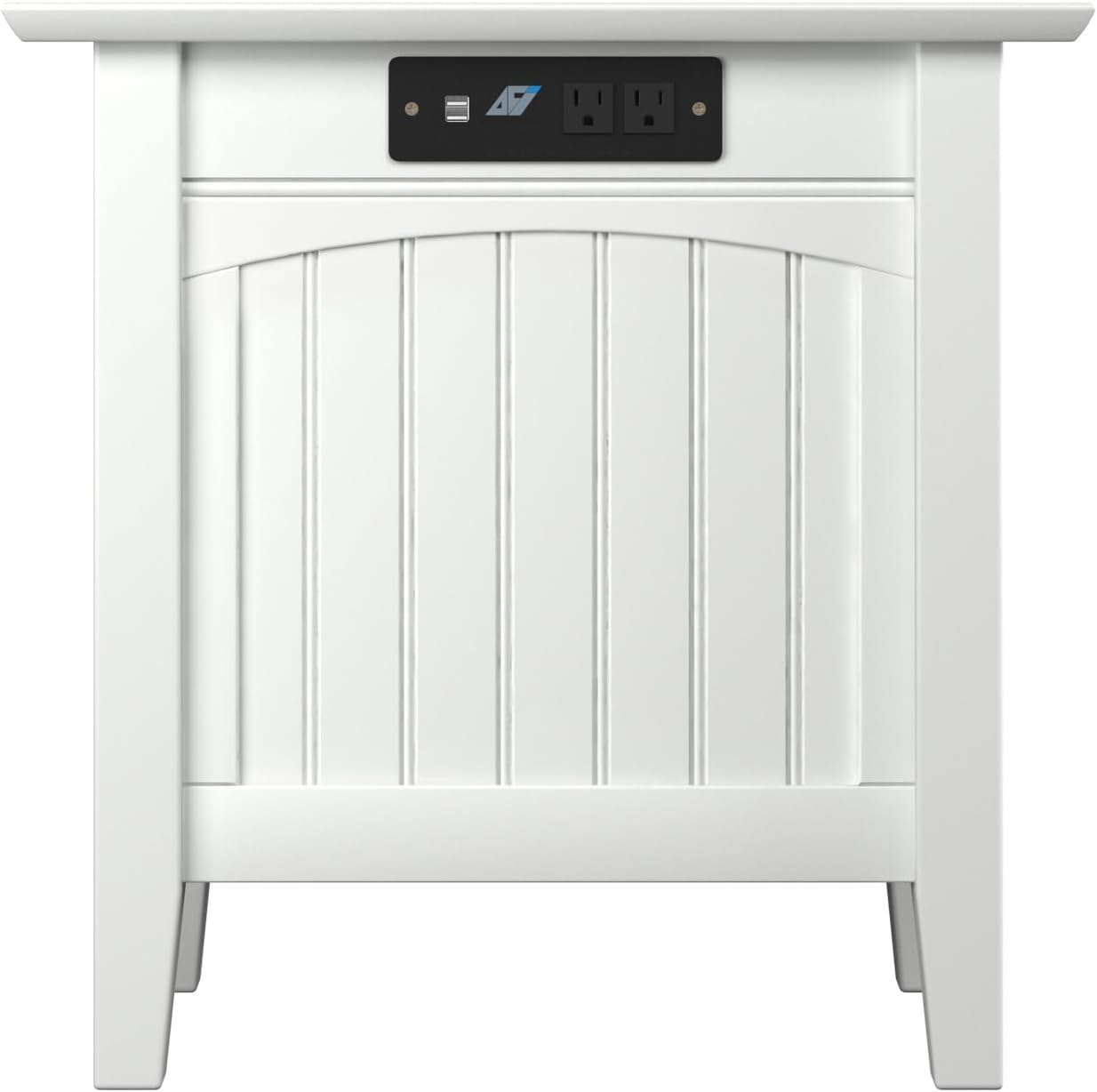 AFI Nantucket Chair Side Table with Built-in Charger in White