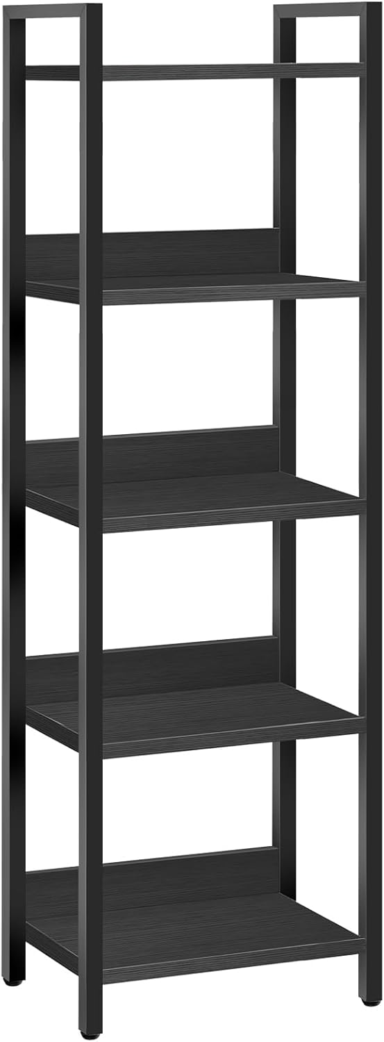 5-Tier Bookshelf, Bookcase, Shelves Organizer for Small Spaces, Storage Shelf Organizer, for Living Room, Bedroom, Study, Balcony, Black BKHB5501
