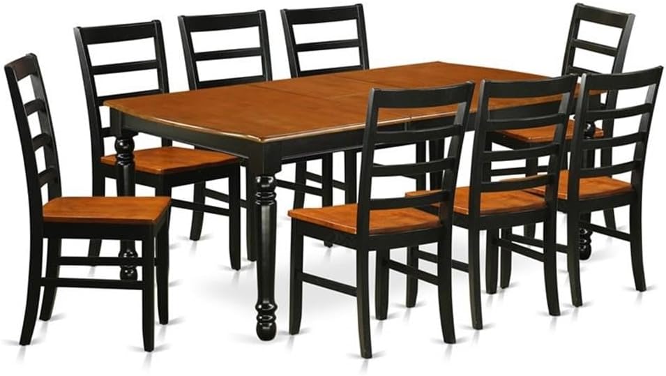 East West Furniture DOPF9-BCH-W 9 Piece Dining Room Furniture Set Includes a Rectangle Kitchen Table with Butterfly Leaf and 8 Dining Chairs, 42x78 Inch, Black & Cherry