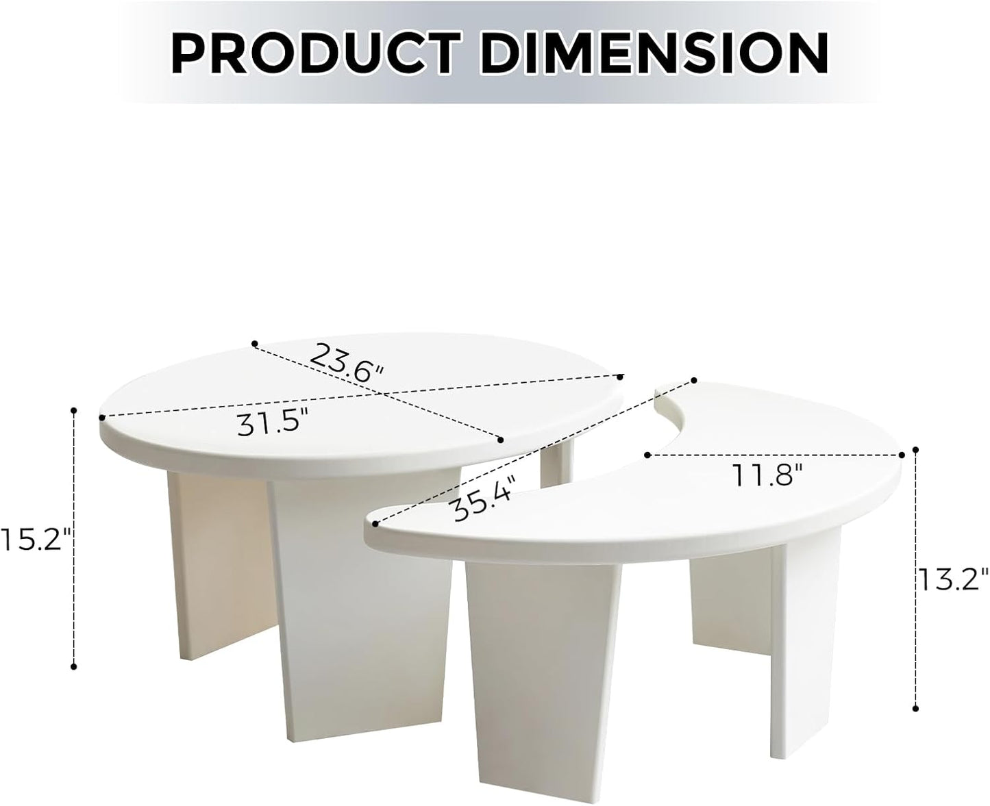 Coffee Table Set of 2, Modern Nesting Tables for Living Room, Accent Table