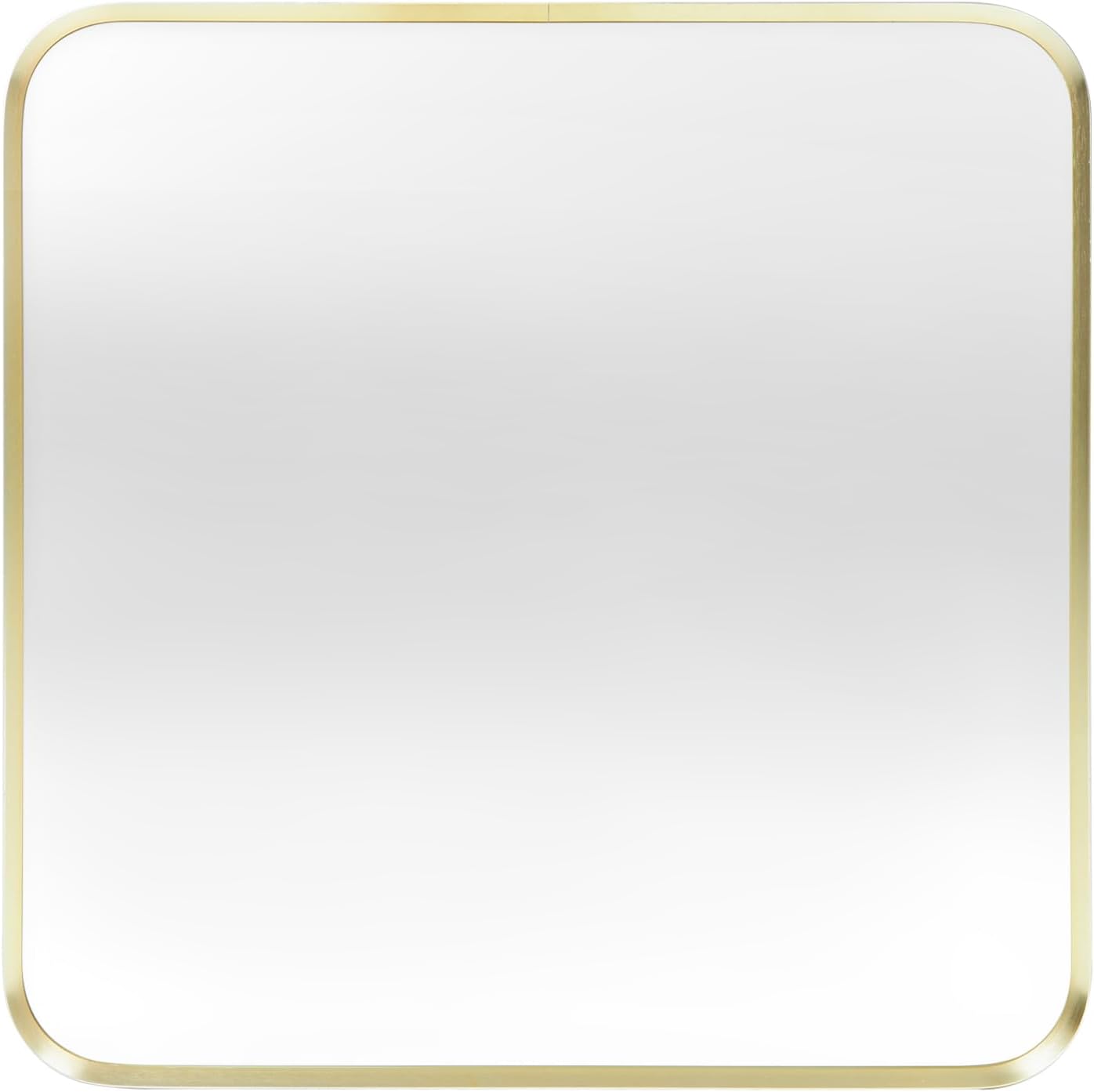 Wall Mount Mirror for Bathroom, Brushed Gold Metal Framed Rounded Corner Square Rectangular Vanity Mirror (30" x 30", Gold)