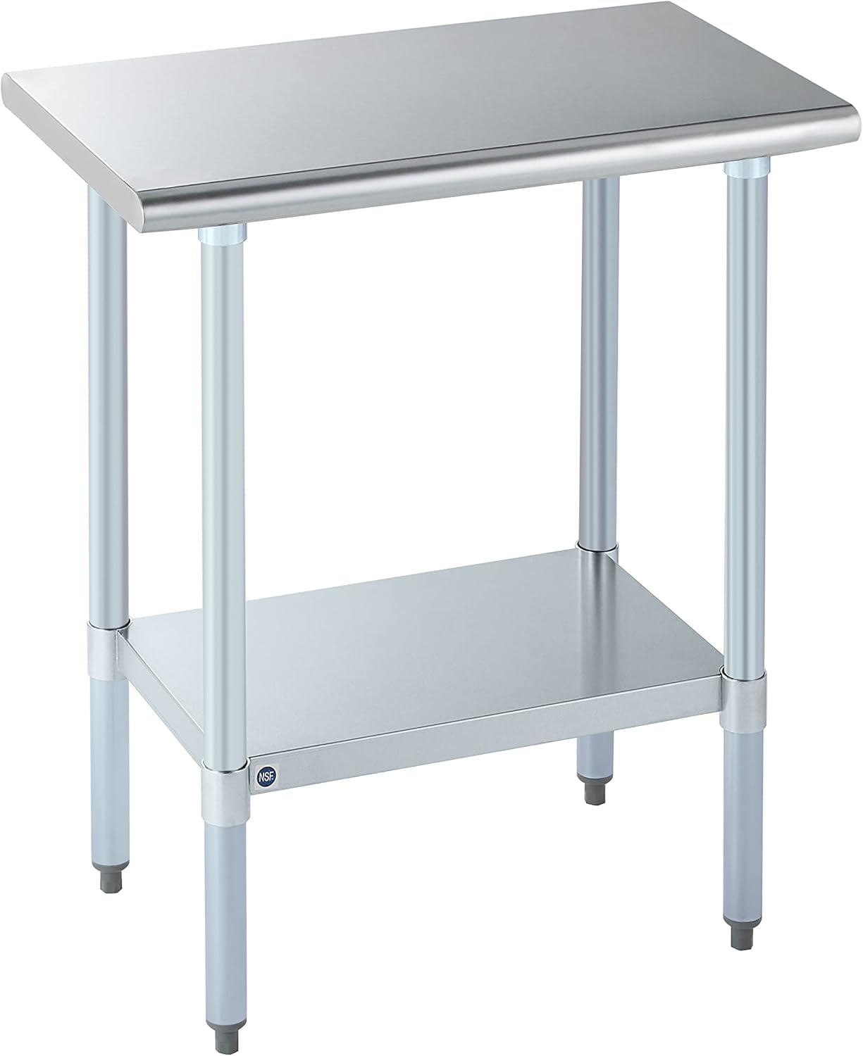 ROCKPOINT Stainless Steel Table for Prep & Work 18x30 Inches, NSF Metal Commercial Kitchen Heavy Duty Table with Adjustable Under Shelf and Table Foot for Restaurant, Home and Hotel