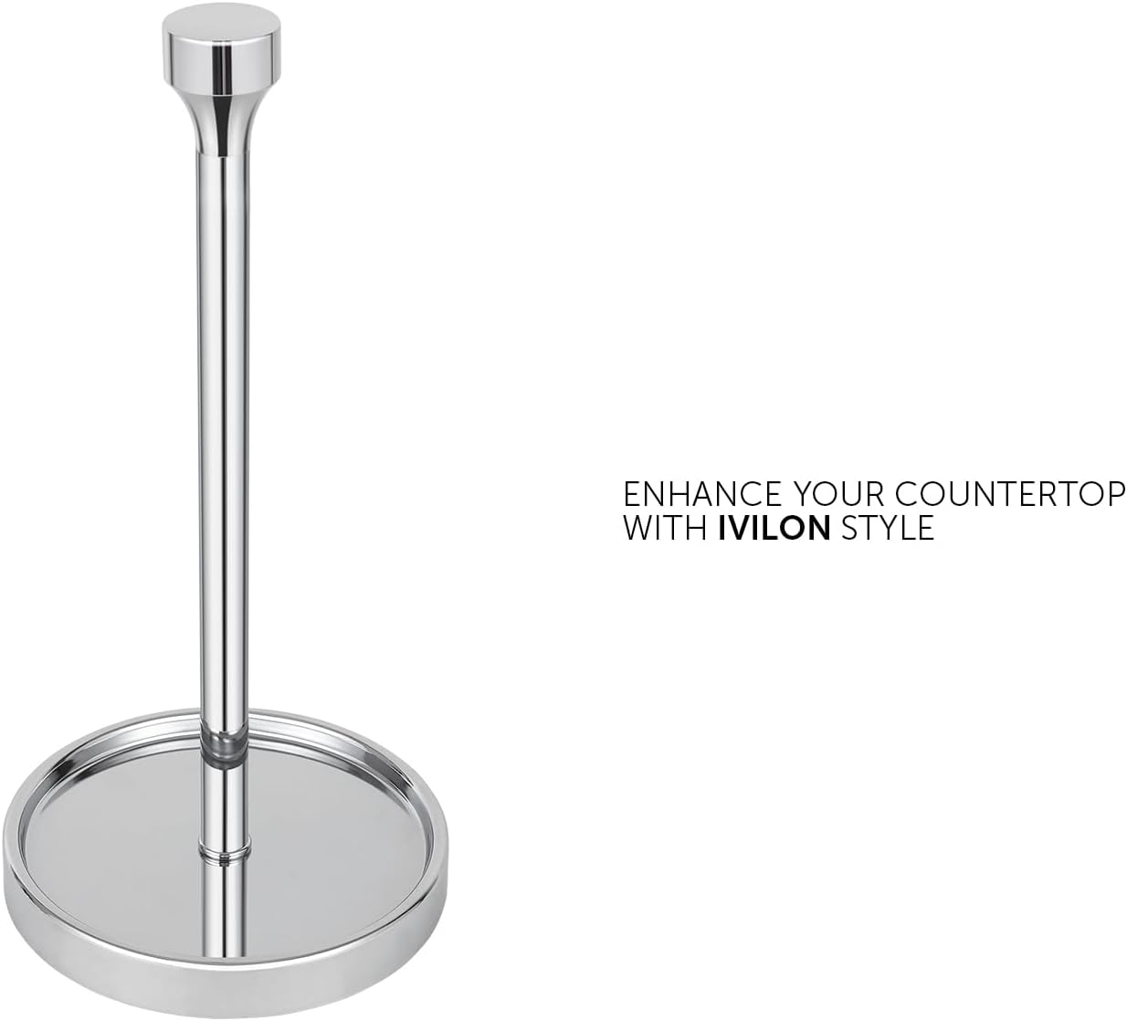 Ivilon Countertop Paper Towel Holder - Modern Bell End Minimalist Design - Color Chrome