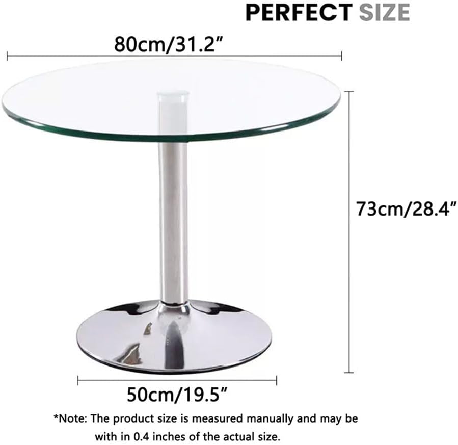 31.2" Round Glass Dining Table, Modern Circular, Sturdy Base and Perfect for 2-4 Seat, Bistro Style for Dining Room, Living Room, Balcony, Cafe