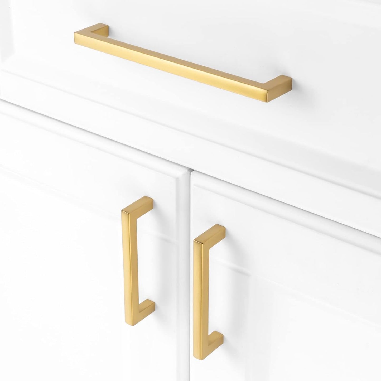 KOOFIZO 30-Pack Solid Square Bar Cabinet Handle - Brushed Gold Furniture Pull, 3 Inch/76mm Screwhole Distance for Kitchen Cupboard Door, Bedroom Dresser Drawer, Bathroom Wardrobe Hardware