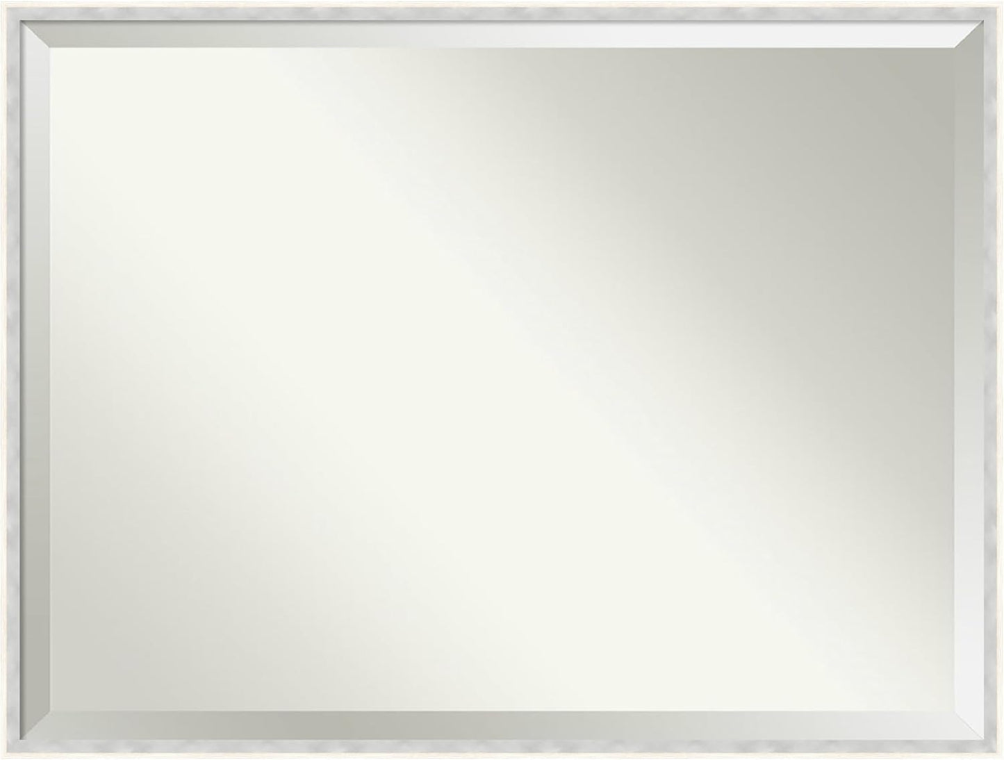 Amanti Art White Bathroom Mirror for Over Sink, 31x41 Paige White Silver Rectangle Vanity Mirror, X-Large Modern Contemporary Wood Frame, Hangs Horizonally and Vertically, Bathroom Wall Decor, Beveled
