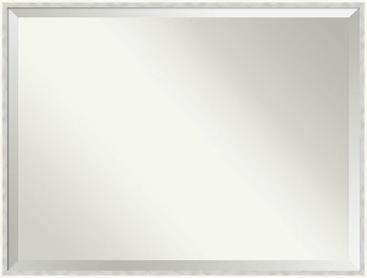 Amanti Art White Bathroom Mirror for Over Sink, 31x41 Paige White Silver Rectangle Vanity Mirror, X-Large Modern Contemporary Wood Frame, Hangs Horizonally and Vertically, Bathroom Wall Decor, Beveled